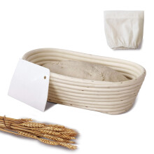 Oval Banneton Proofing Basket for Sourdough Bread with Linen Liner, Artisan Spiral Pattern