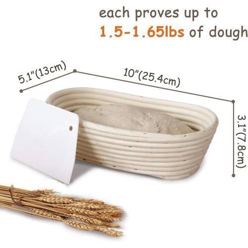 Oval Banneton Proofing Basket for Sourdough Bread with Linen Liner, Artisan Spiral Pattern 1