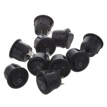 10Pcs AC 6A 10A 250V Off Snap in SPST Round Boat Rocker Black