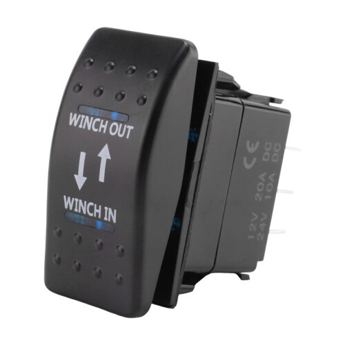 12V 20A Winch In Winch Out -OFF- Rocker  7 Pin LED