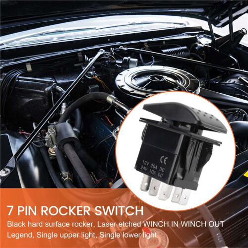 12V 20A Winch In Winch Out -OFF- Rocker  7 Pin LED 1