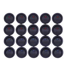 20 Pcs 12V 20A Amps /Off/ 3 Position Terminal Round Rocker LED Toggle & Red