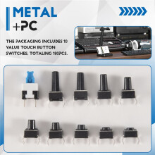 10 kinds Values 180PCS Tactile Push Button  micro-trigger  Momentary Tact Assortment