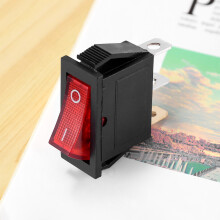 Rocker OFF Bright Bipolar 28x10mm 250V 15A 3 Terminals RED