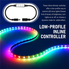 Low-profile Inline Controller 3 Key Dimmer for LED Strip Light Black