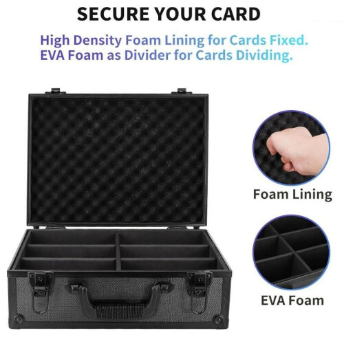 Lockable Aluminum Trading Card Storage Case with Large Capacity and Protective Sponge Lining 2