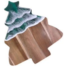 Handmade Acacia Wood Cutting Board with Unique Resin Wave Inlay for Cheese and Charcuterie