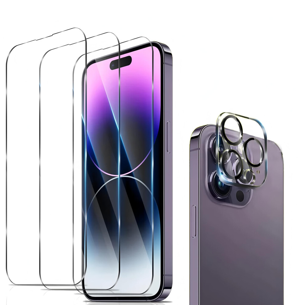Tempered Glass Screen Protector 3 Pack With 9H Lens Guard Antiscratch Hd Clarity For Iphone 16 Pro 9073542369844