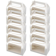 10Pcs White Cardboard Cake Boxes with Clear Window for Cupcakes Cookies Pastries Bakery Use