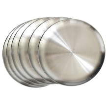 10 Inch Stainless Steel Dinner Plates Set of 6, Unbreakable Metal Dinnerware for Kids and Adults, Dishwasher and Oven Safe for Camping and Home Use