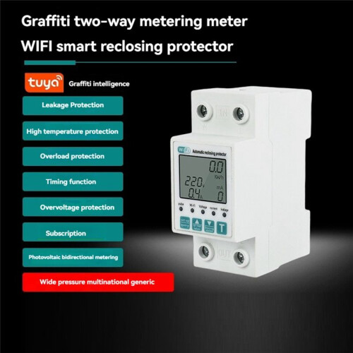 Tuya WiFi 2P   Meter Power KWh Meter Earth Leakage over Under Voltage Protector Work with Tuya  Life 2