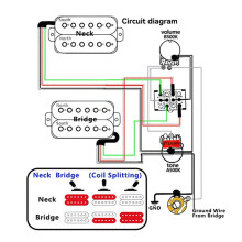 Para ST Guitar HH Coil Splitting Conjunto de Interruptores de Silêncio Pré-Cabeados para Painel de Captação de Guitarra Elétrica ST SQ