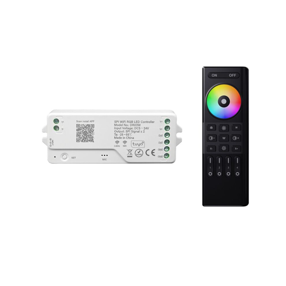 Dr03w Tuya Spi Wifi Rgb Led Controller Dimmer With For Home Alexa For Ws2811 Ws2812b Ws2815 Rgb Led Strip Black 6031701705820