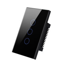 WiFi Wandschalter 3-Fach Touch Sensor LED-Lichtschalter Home Alexa Home Control Schwarz US-Stecker