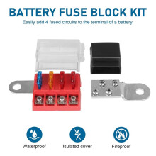 M10 100A 32V 4-Kretssats Blad Säkringsblock Batteriterminalmontering Samlingsskena Båtutrustning för Yacht-Bil