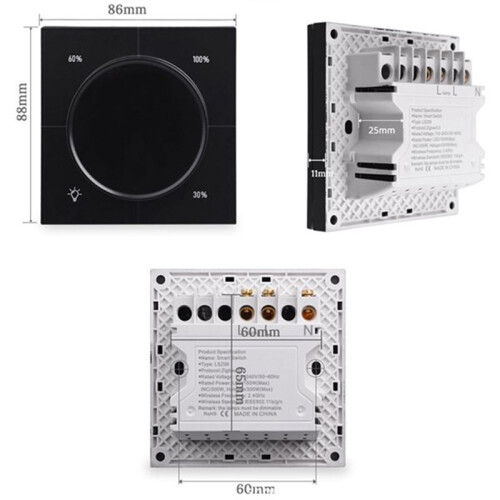 Infinite Knob MOSFET Dimmer Regulator Zigbee 3.0 PC Panel Wall Light  Digital LCD Trailing  Dimming Black 2