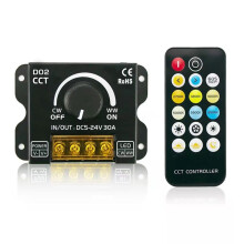 Trådlös 30A Knoppdimmer, RF Dubbelfärgsdimmer, Färgtemperaturknappskontroll, Knoppfärgtemperaturdimmer