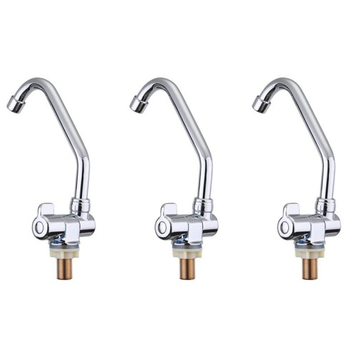 3X Foldable RV Faucet Rotating Single Handle Deck/Wall Mounted RV Kitchen Tap Copper Cold Water