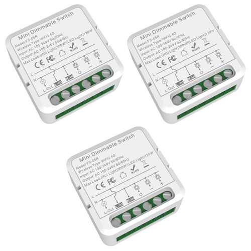 3X Tuya WiFi  Dimmers  Module Supports 2 Way Control LED Lights Dimmable  Work for Alexa  Home