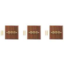 3X Retro American Industrial Style Light Socket, Solid Wood Brass Toggle Plate,Antique Home Stay (3)