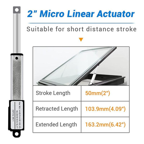 4X Atuador  Linear Elétrico - Curso de 2 Polegadas, 64N / 14,4 Lb, Velocidade de 0,6 Polegada / S  Atuador de Movimento À Prova de ÁGua 2