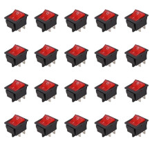 20X Red Light Illuminated 4 Pin DPST /OFF Snap in Rocker 16A 20A 250V AC