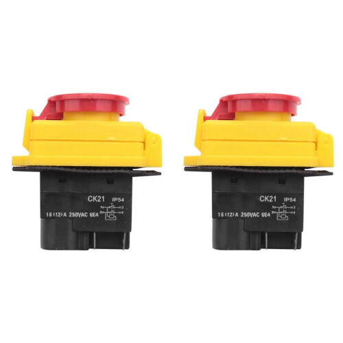 2X 250V 16A IP54 Start Stop  No Volt Release  with Emergency Stop Push Button Electromagnetic  Off
