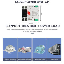 2X Eenfase Din Rail ATS 220V PC Dual Power Automatische Omschakelaar 2P 100A Huishoudelijke Omschakelaar 50/60Hz