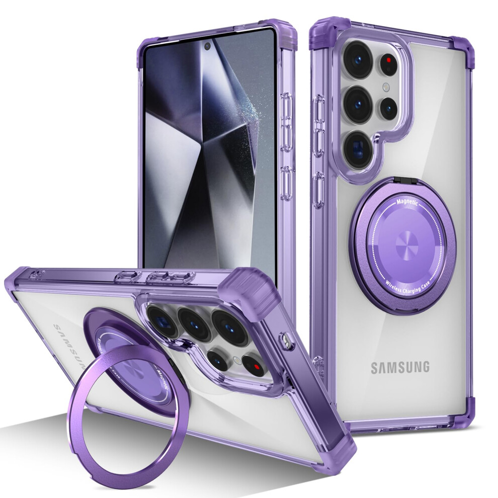 Case For Samsung Galaxy S25 Ultra With 360 Rotation, Slim Shockproof Protection, Wireless Charging, Purple 9169991086293