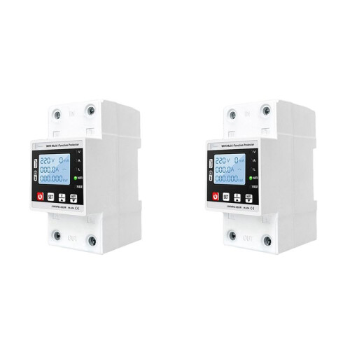 2X 63A TUYA WiFi  Earth Leakage over Under Voltage Protector Relay Circuit Breaker Timer  Powers KWh Meter 1