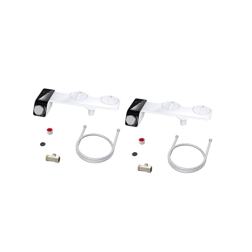 2X Bidet Attachment Ultra-Slim Toilet Double Nozzle Spiral Adjustable Water Pressure Non-Electric Ass Sprayer with Hose