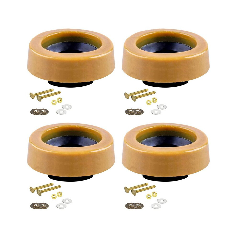 4X Toilet Wax Ring Kit For Floor Outlet Toilets New Install Or Re- With Flange And Bolts 4713497280966