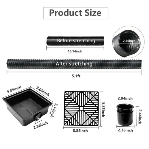 2X Catch Basin Downspout Flexible Extension Storm Drain Catch Basin Drainage System Drain Adapter 2