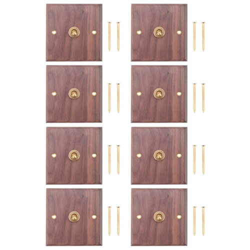 8X American Industrial Style Light  Socket, Solid Wood Brass Toggle  Plate, Antique Home Stay (1) 1