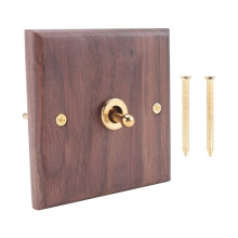 8X American Industrial Style Light Socket, Solid Wood Brass Toggle Plate, Antique Home Stay (1)