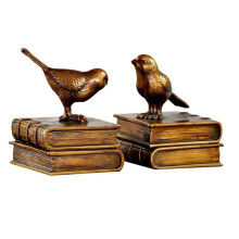 Decorative Bird Shaped Bookends with NonSkid Base for Stable Upright Support in Home Office