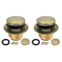 2X Bathtub Drain Gold Tip Toe Bath Tub Drain Kit with Two-Hole Overflow Faceplate, Bath Tub Drain Set