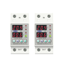 2X Din Rail Dual Display Instelbaar Overspanningsstroom en Onderspanning Beveiligingsapparaat Beschermrelais 60A 220V 230V