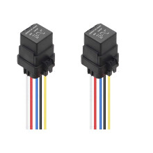 2X 12VDC 40A Relais ÉTanche avec Fils de Prise de Faisceau Relais à 5 Broches JD2912-1Z-14VDC 40A 14VDC Relais Automobile
