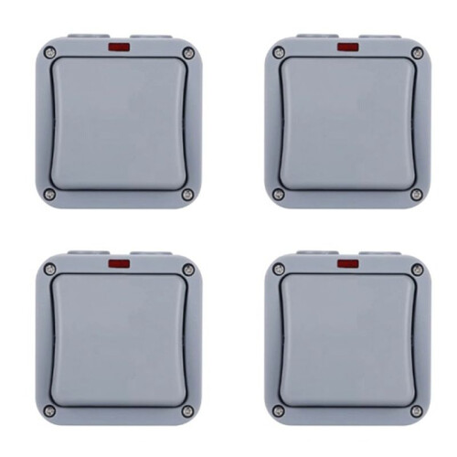 4X IP66 Wall Electrical  220V Light Waterproof  Off Security Button with Fixation Night in the Pc Power(A)