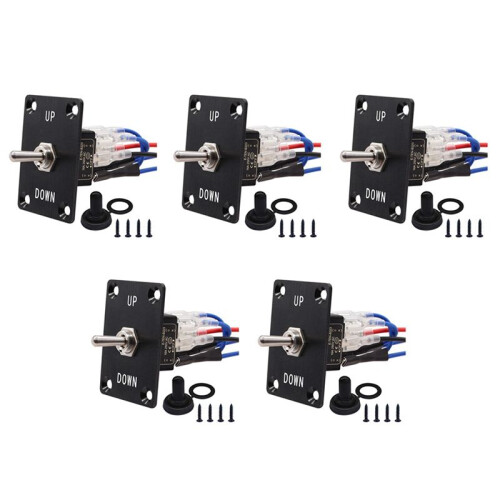 5X Rocker Toggle Switches Momentary 6 Pin 3 Position ()-Off-()/Down Polarity Reverse  with Panel