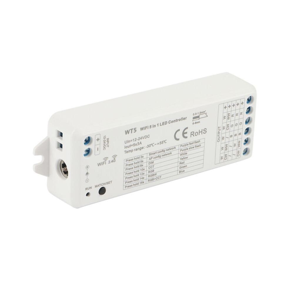 4X Tuya Led Controller 5 In 1 Dimmer Cct Rgb Rgbw Rgbww Rgbcct Strip Life Wifi 2.4G Rf Remote Controller 12-24V 6034002914557