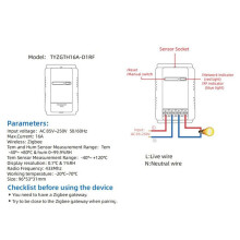 2X for Tuya Zigbee with Temperature Sensor 16A 3000W Wireless for Alexa Home Yandex