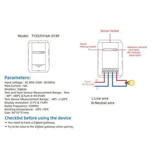 2X for Tuya Zigbee   with Temperature Sensor 16A 3000W Wireless   for Alexa  Home Yandex