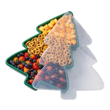 Christmas Snack Tray with Lid for Cookies and Candy, Durable Holiday Storage Box for Festive Treats