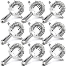 9 Pack 4Prong Stainless Steel Cocktail Strainer, 6 Inch Bar Tool with 100Coil Precision for Bartenders