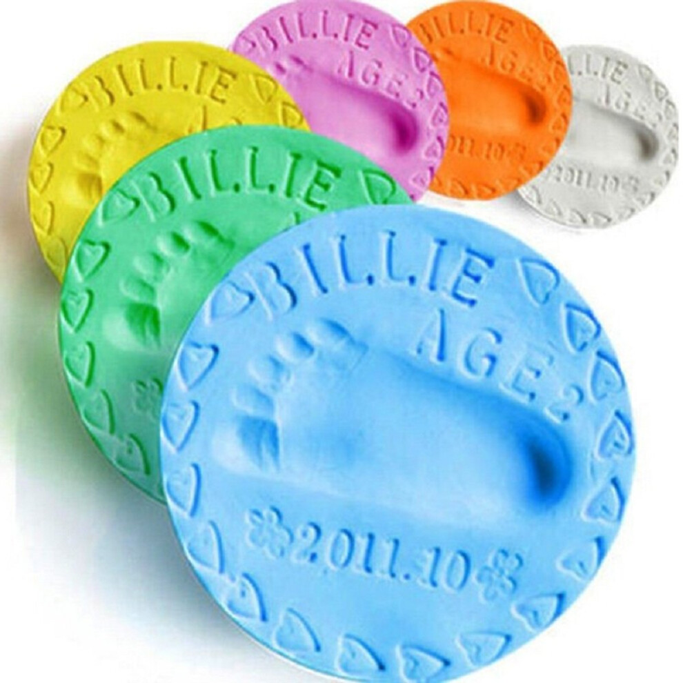 Baby Handprint And Footprint Clay Kit With True 3D Imprint, Quick Air Dry, 11X11x3cm Blue