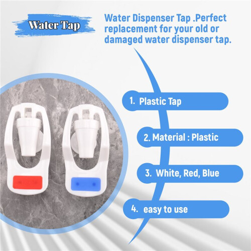 Water Dispenser Replacement Push Type White Plastic Tap Faucet 2 Pcs 1