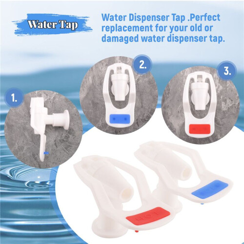 Water Dispenser Replacement Push Type White Plastic Tap Faucet 2 Pcs 2