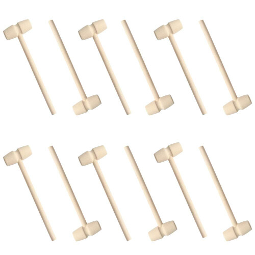 12 Pack Mini Wooden Crab Mallets for Seafood Shell Cracking and Craft Projects